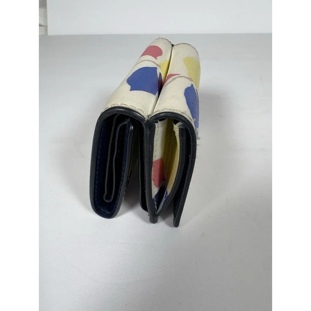 Kate Spade Cameron Lemon Zest Wallet White Multi Floral Fruit Navy Blue